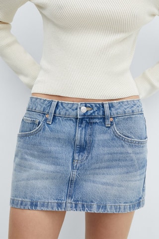 Minijupe en jean taille basse Bleu