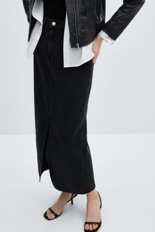 Jupe jean fendue - Noir