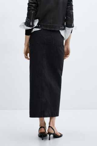 Jupe jean fendue - Noir