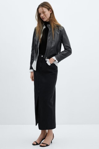 Jupe jean fendue - Noir