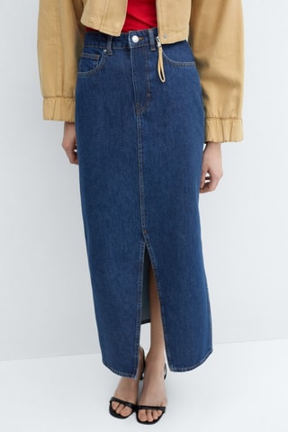 Jupe jean fendue - Bleu marine