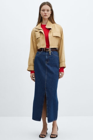 Jupe jean fendue - Bleu marine