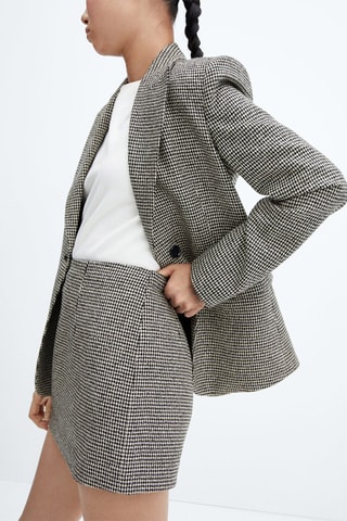 Minijupe droite pied-de-poule - Noir