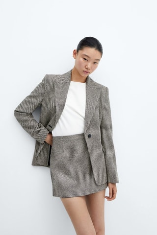 Minijupe droite pied-de-poule - Noir