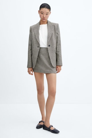 Minijupe droite pied-de-poule - Noir