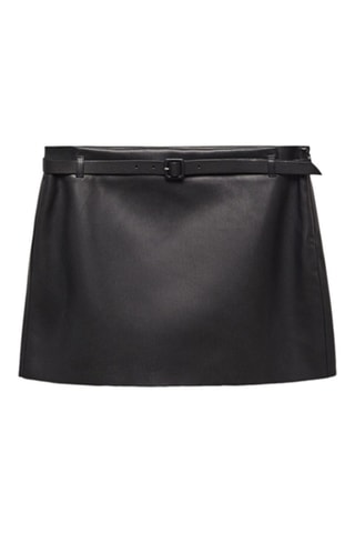 Minijupe similicuir ceinture - Noir