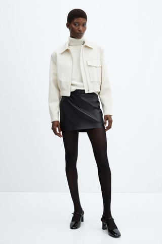 Minijupe similicuir ceinture - Noir