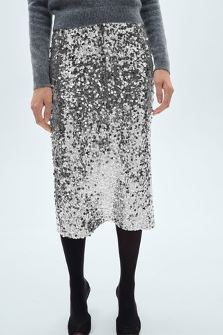 Jupe midi sequins - Argenté