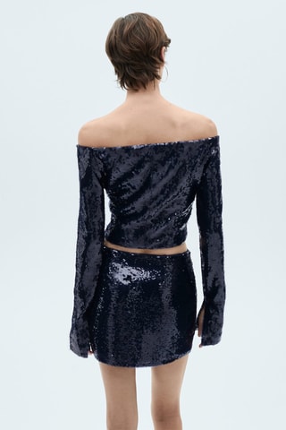 Mini-jupe à paillettes - Bleu nuit