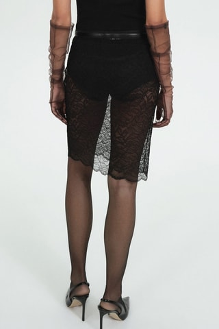 Jupe semi-transparente guipure - Noir