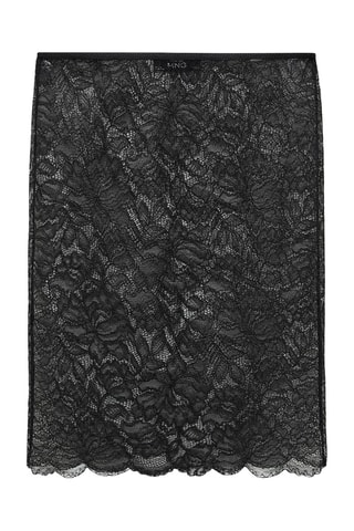 Jupe semi-transparente guipure - Noir