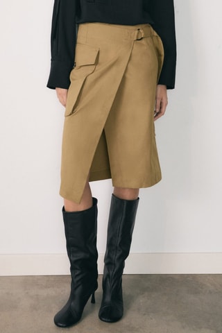 Jupe midi poches cargo - Kaki