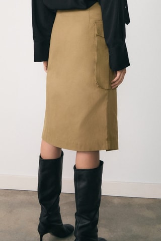 Jupe midi poches cargo - Kaki