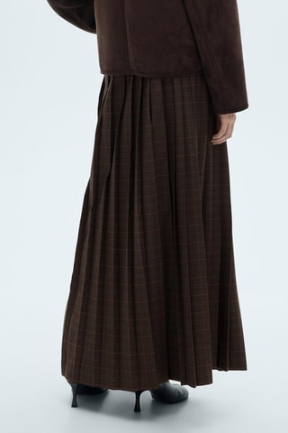 Jupe plissée carreaux - Marron
