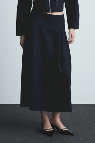 Jupe évasée détail pinces - Bleu marine