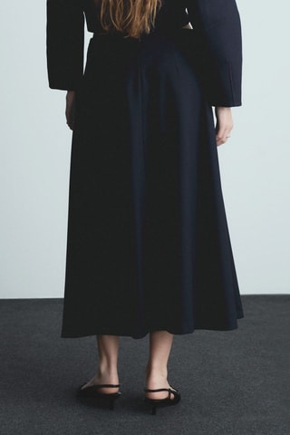 Jupe évasée détail pinces - Bleu marine