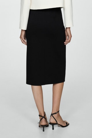 Jupe crayon fendue maille point de Rome - Noir