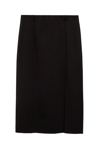 Jupe crayon fendue maille point de Rome - Noir