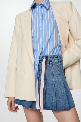 Minijupe en jean plissée - Bleu