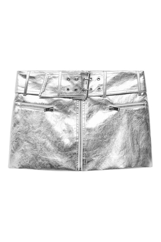 Minijupe métallisée ceinture - Argenté