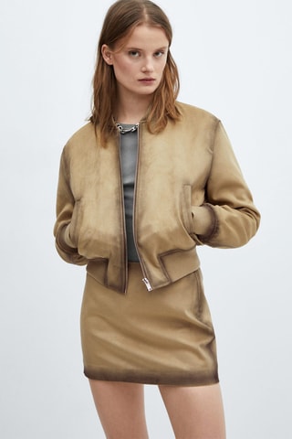 Jupe similicuir effet usé - Gris clair