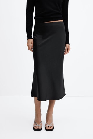 Jupe midi satinée - Noir