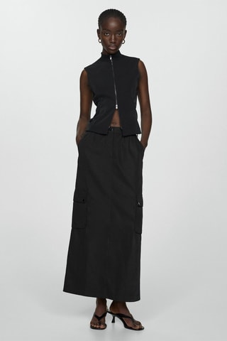 Jupe cargo longue - Noir