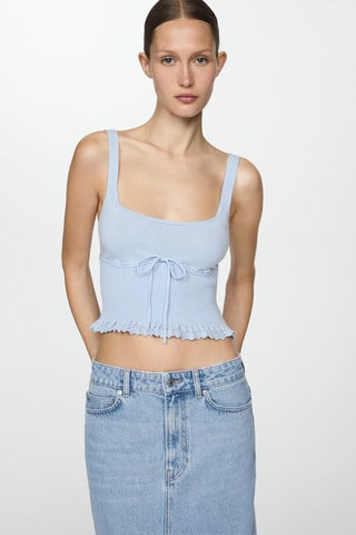 Jupe en jean bas effiloché - Bleu clair