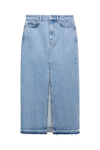 Jupe en jean bas effiloché - Bleu clair