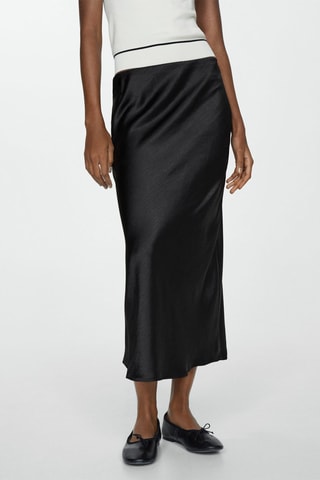 Jupe midi satinée - Noir