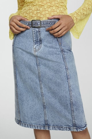 Jupe en jean midi ceinture - Bleu