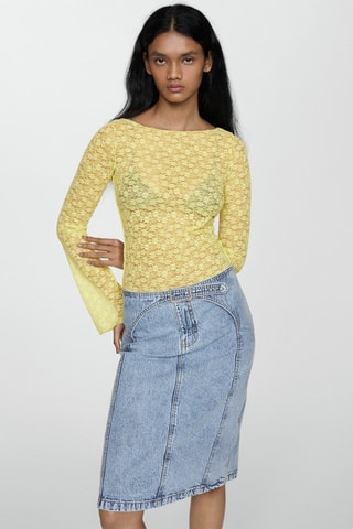 Jupe en jean midi ceinture - Bleu