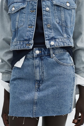 Minijupe en jean bicolore - Bleu moyen