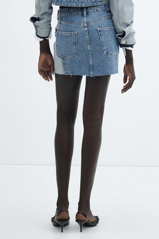 Minijupe en jean bicolore - Bleu moyen