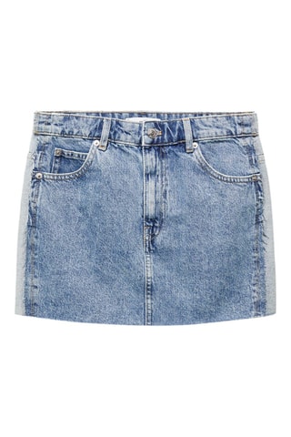 Minijupe en jean bicolore - Bleu moyen