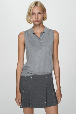 Minijupe plissée cloutée - Gris chiné