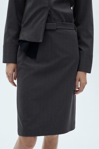 Jupe crayon rayures tennis - Gris