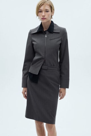 Jupe crayon rayures tennis - Gris