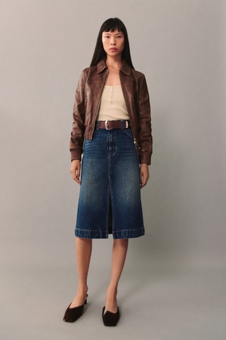 Jupe midi en jean - Bleu marine