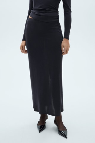 Jupe longue maille - Bleu