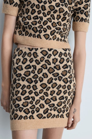 Jupe maille léopard - Marron