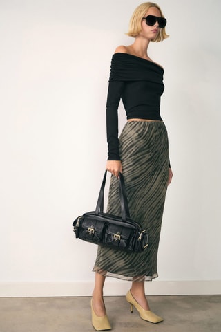 Jupe organza imprimée - Vert