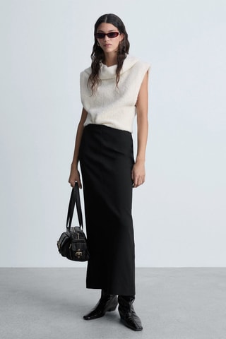 Jupe droite fendue - Noir