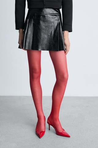 Minijupe plissée similicuir - Noir