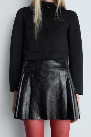 Minijupe plissée similicuir - Noir