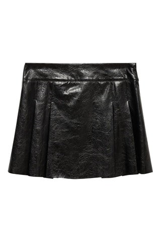 Minijupe plissée similicuir - Noir