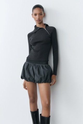 Minijupe boule effet délavé - Gris