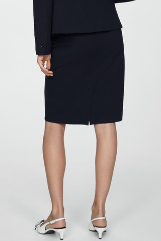 Jupe crayon fendue maille point de Rome - Bleu marine foncé