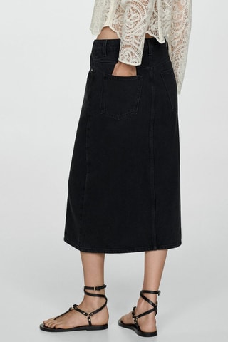 Jupe midi en jean - Noir