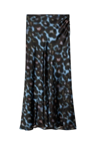 Jupe satinée imprimée - Bleu